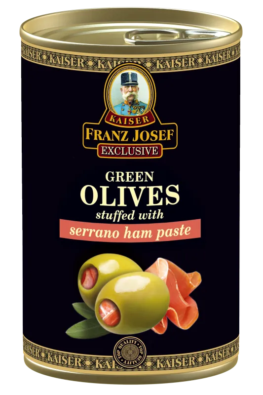 Zelene olive polnjene s pasto od šunke 300/130g, FJK