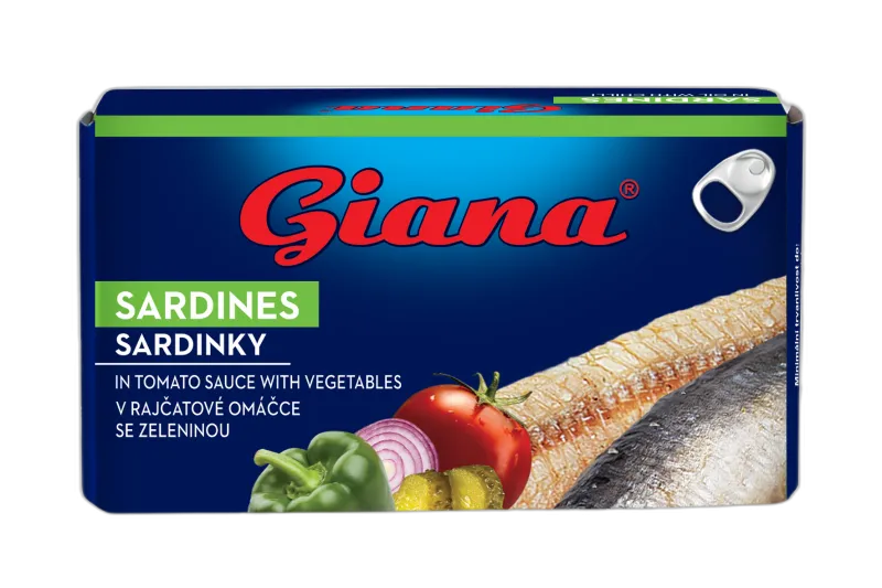 Sardele v paradižnikovi omaki z zelenjavo 125g, Giana